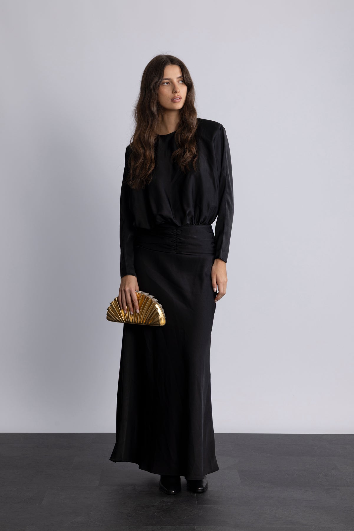 Billie Maxi Satin Dress - Svart