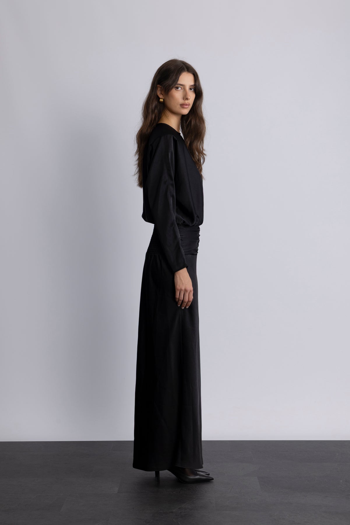 Billie Maxi Satin Dress - Svart