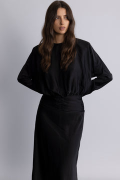 Billie Maxi Satin Dress - Black
