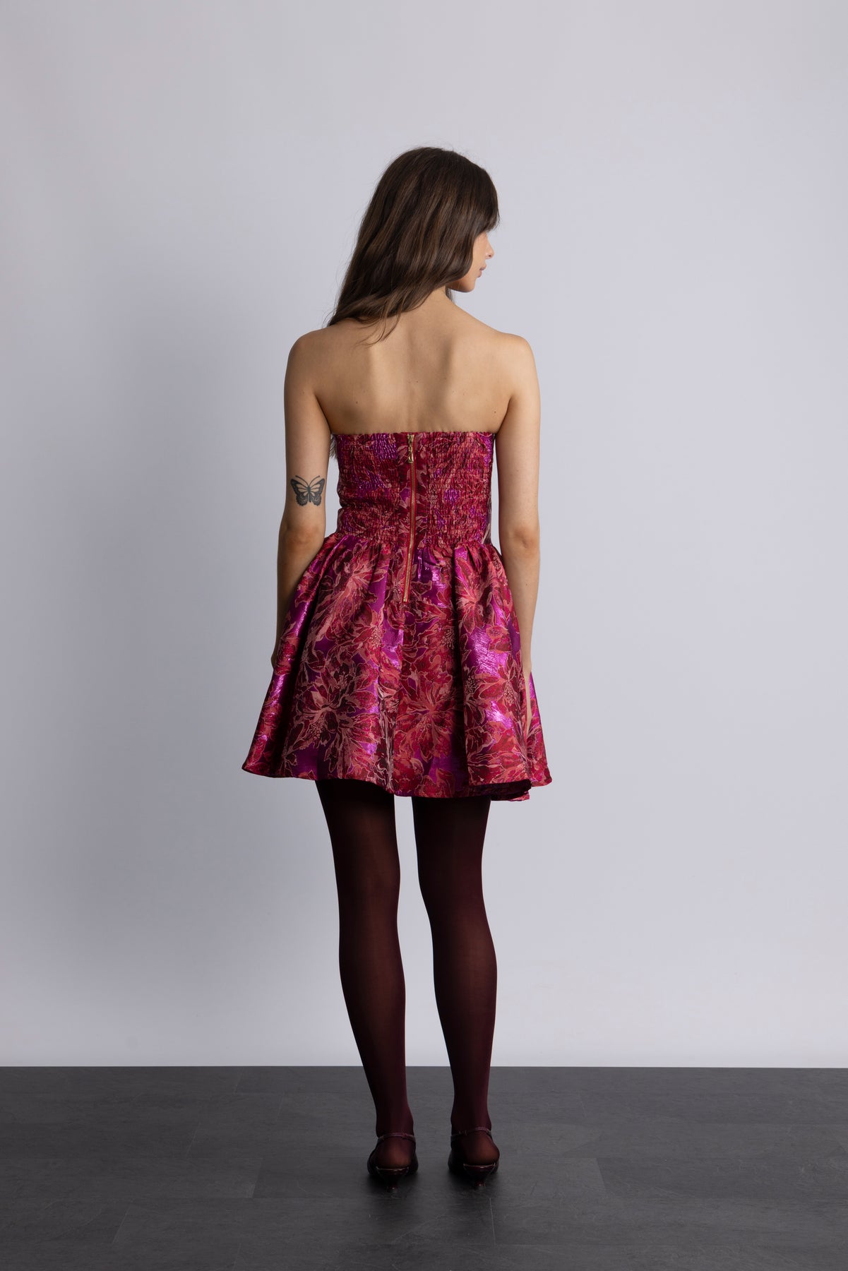 Tove Bandeau Brocade Dress - Rosa