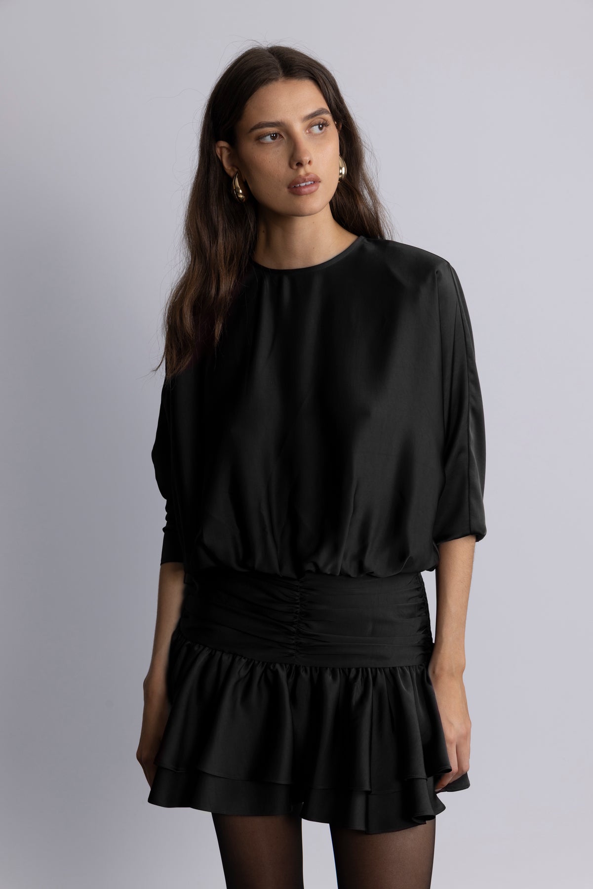 Cordelia Satin Mini Dress - Svart