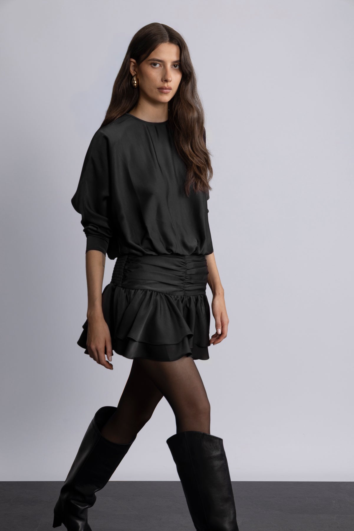 Cordelia Satin Mini Dress - Svart