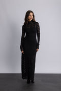 Olivia Bodycon Maxi Lace Dress - Svart