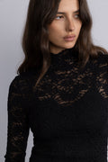 Olivia Bodycon Maxi Lace Dress - Svart