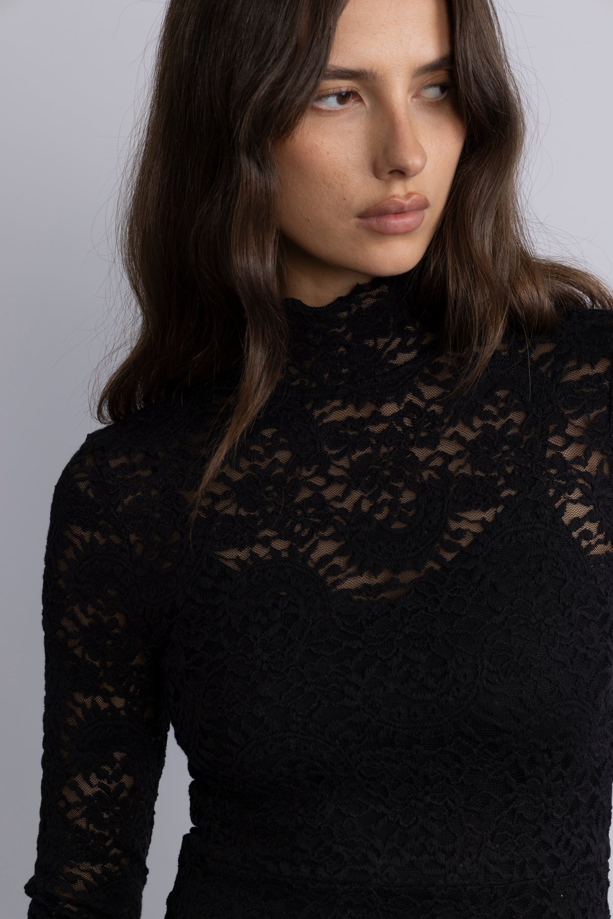 Olivia Bodycon Maxi Lace Dress - Svart