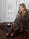 Fran Leo Faux Fur Jacket - Brun Leopard