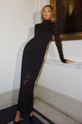 Olivia Bodycon Maxi Lace Dress - Svart
