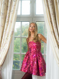 Tove Bandeau Brocade Dress - Rosa