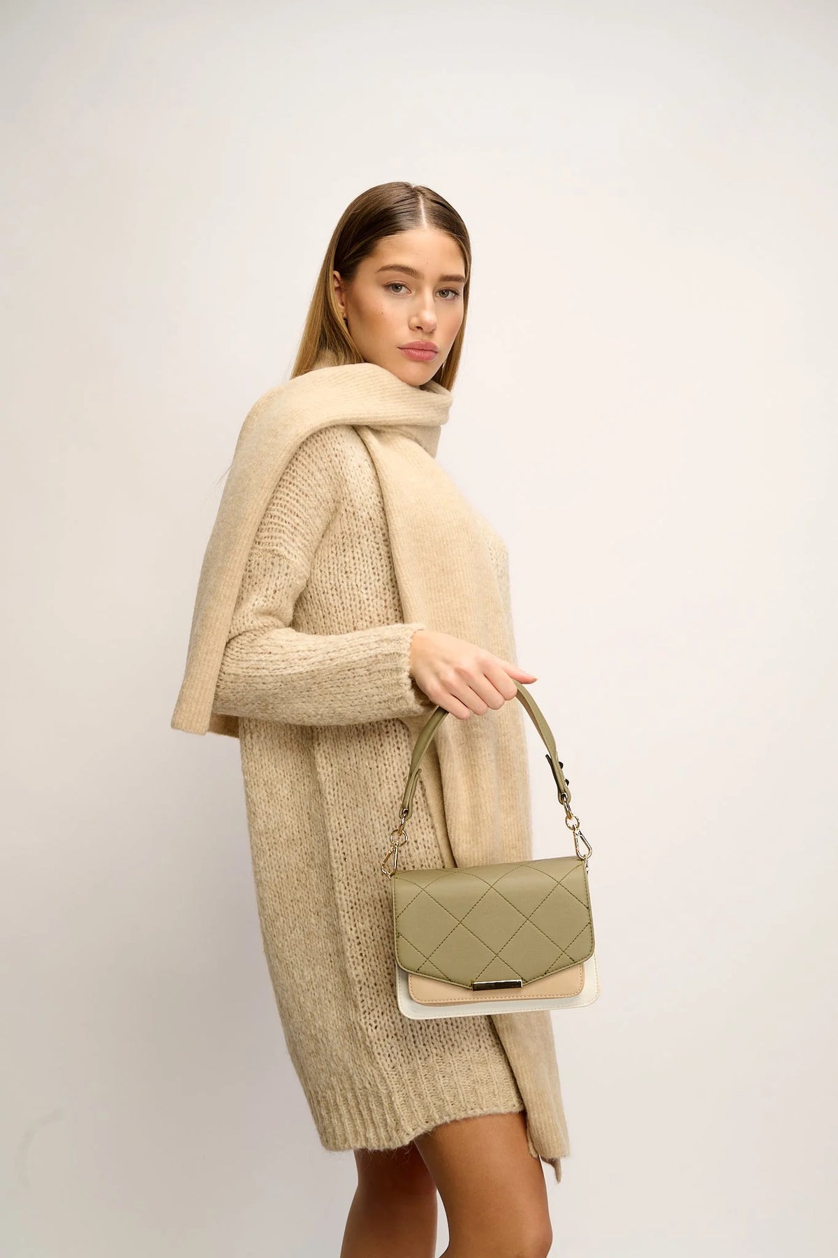 Blanca Bag Medium - Army/White/Beige