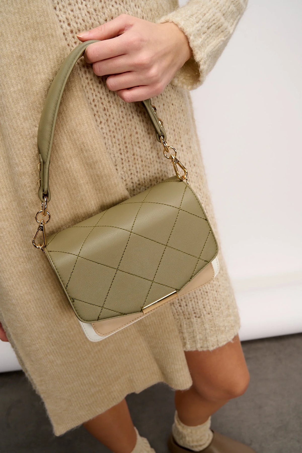 Blanca Bag Medium - Army/White/Beige