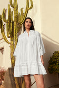 Ester Embroidered Cotton Mini Dress - White