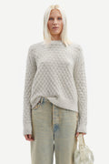 Saanour Pointelle Sweater - White Melange