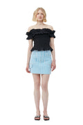 Cotton Poplin Off-Shoulder Smock Top - Svart