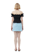 Cotton Poplin Off-Shoulder Smock Top - Svart