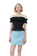 Cotton Poplin Off-Shoulder Smock Top - Svart