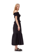Cotton Poplin Off-Shoulder Smock Top - Svart