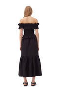 Cotton Poplin Off-Shoulder Smock Top - Svart