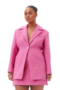 Twill Wool Suiting Fitted Blazer - Fiji Flower
