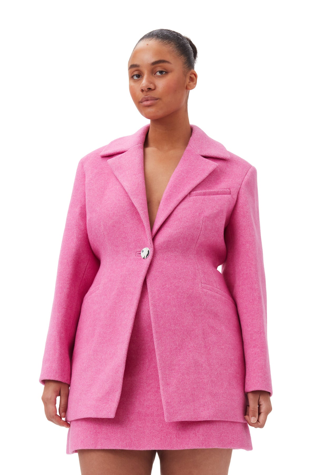 Twill Wool Suiting Fitted Blazer - Fiji Flower