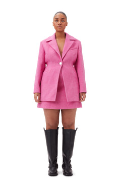 Twill Wool Suiting Fitted Blazer - Fiji Flower