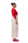 Cotton Poplin Smock Blouse - Racing Red