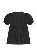 Cotton Poplin Tie String Mini Dress - Svart