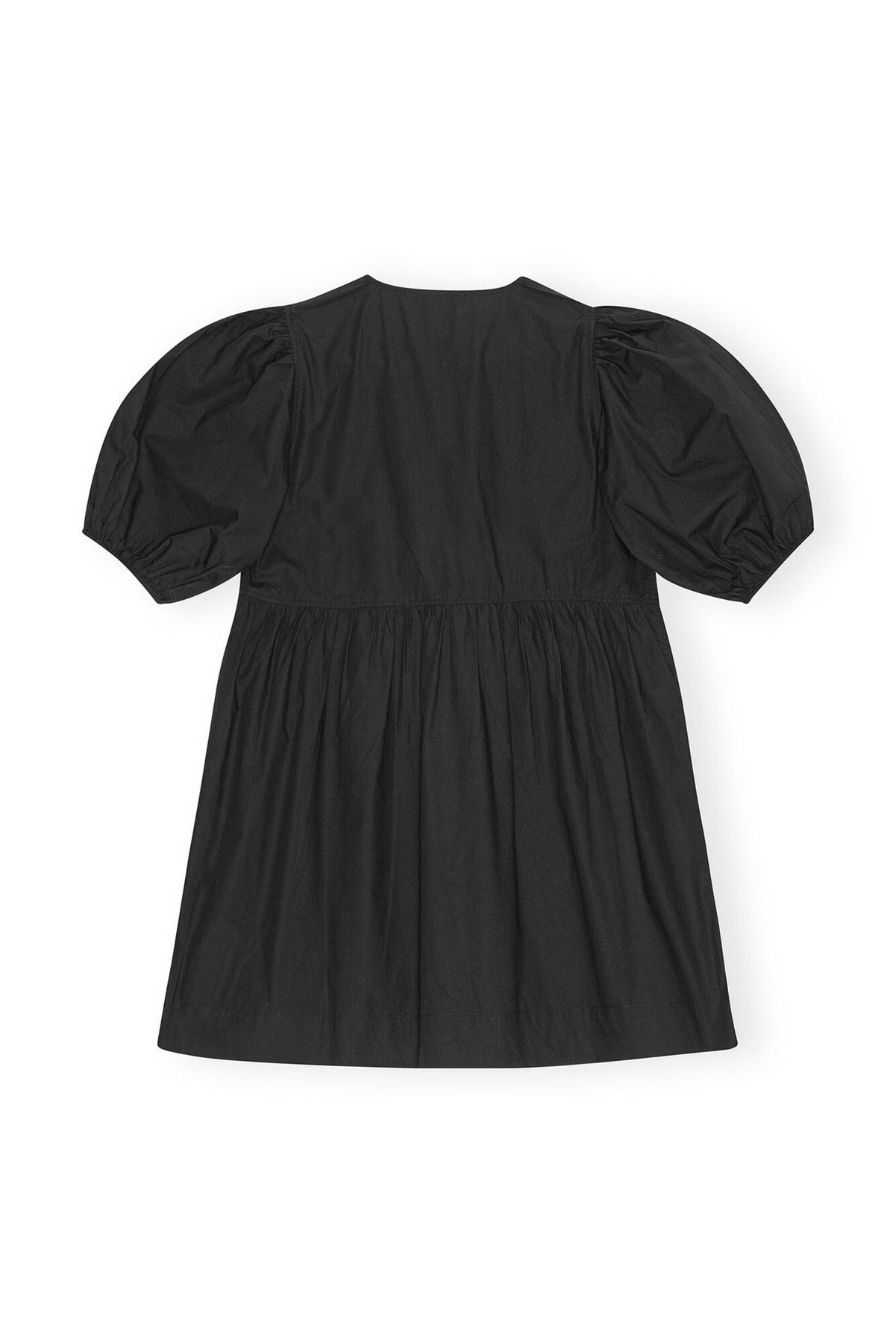 Cotton Poplin Tie String Mini Dress - Svart