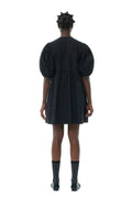 Cotton Poplin Tie String Mini Dress - Svart