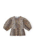 Printed Cotton Poplin Peplum Blus - Leopard