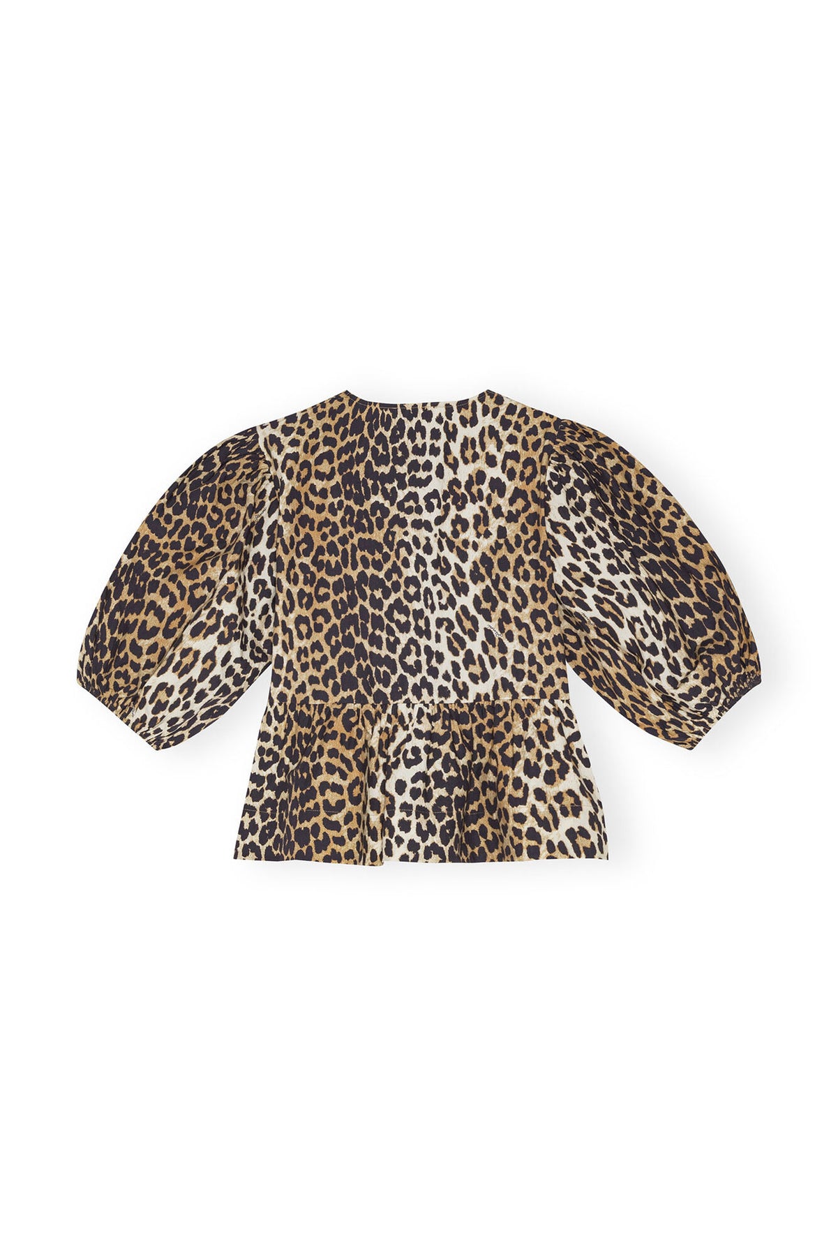 Printed Cotton Poplin Peplum Blus - Leopard