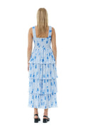 Pleated Georgette Smock Midi Strap Dress - Heather