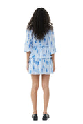 Pleated Georgette Flounce Smock Mini Dress - Heather