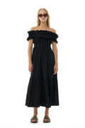 Cotton Poplin Long Smock Dress - Black