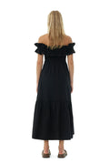 Cotton Poplin Long Smock Dress - Black