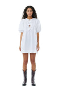 Cotton Poplin Tie String Mini Dress - Bright White
