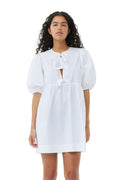 Cotton Poplin Tie String Mini Dress - Bright White