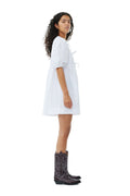 Cotton Poplin Tie String Mini Dress - Bright White