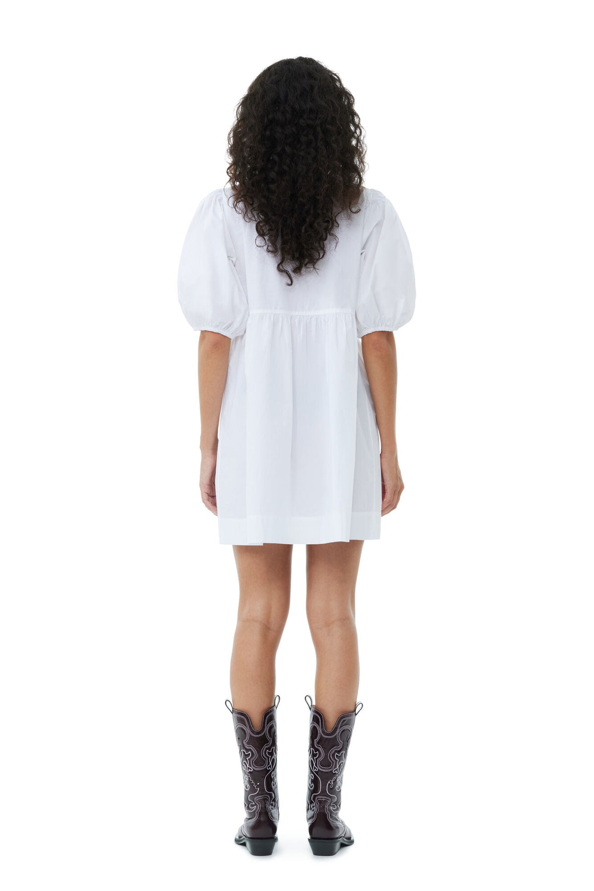 Cotton Poplin Tie String Mini Dress - Bright White