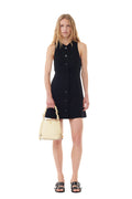 Light Twill Suiting Mini Dress - Black