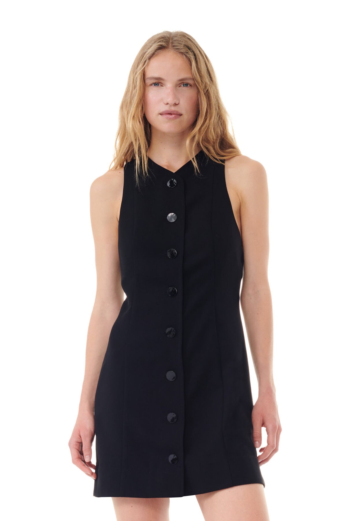 Light Twill Suiting Mini Dress - Black