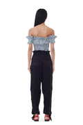 Printed Cotton Off-Shoulder Smock Top - Glacier Lake