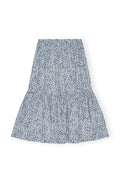 Printed Cotton Maxi Flounce Skirt - Glacier Blue