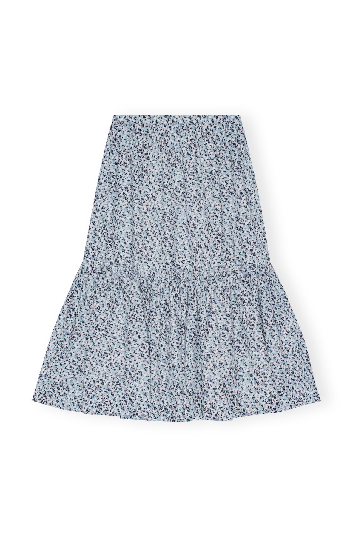 Printed Cotton Maxi Flounce Skirt - Glacier Blue