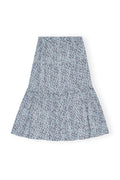 Printed Cotton Maxi Flounce Skirt - Glacier Blue