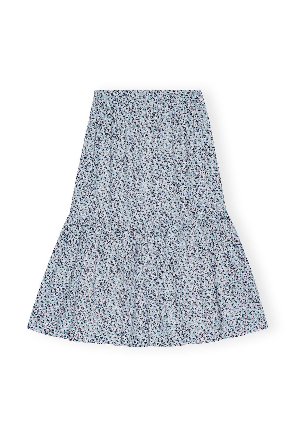 Printed Cotton Maxi Flounce Skirt - Glacier Blue