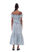 Printed Cotton Maxi Flounce Skirt - Glacier Blue