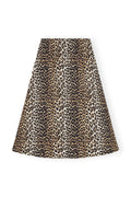 Printed Cotton Long Smock Skirt - Leopard