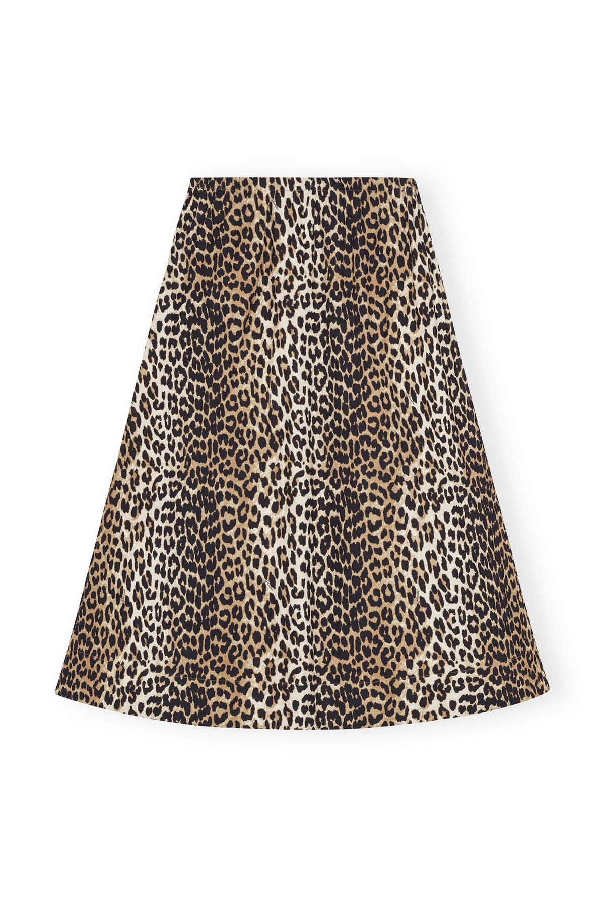 Printed Cotton Long Smock Skirt - Leopard