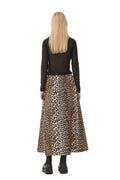 Printed Cotton Long Smock Skirt - Leopard