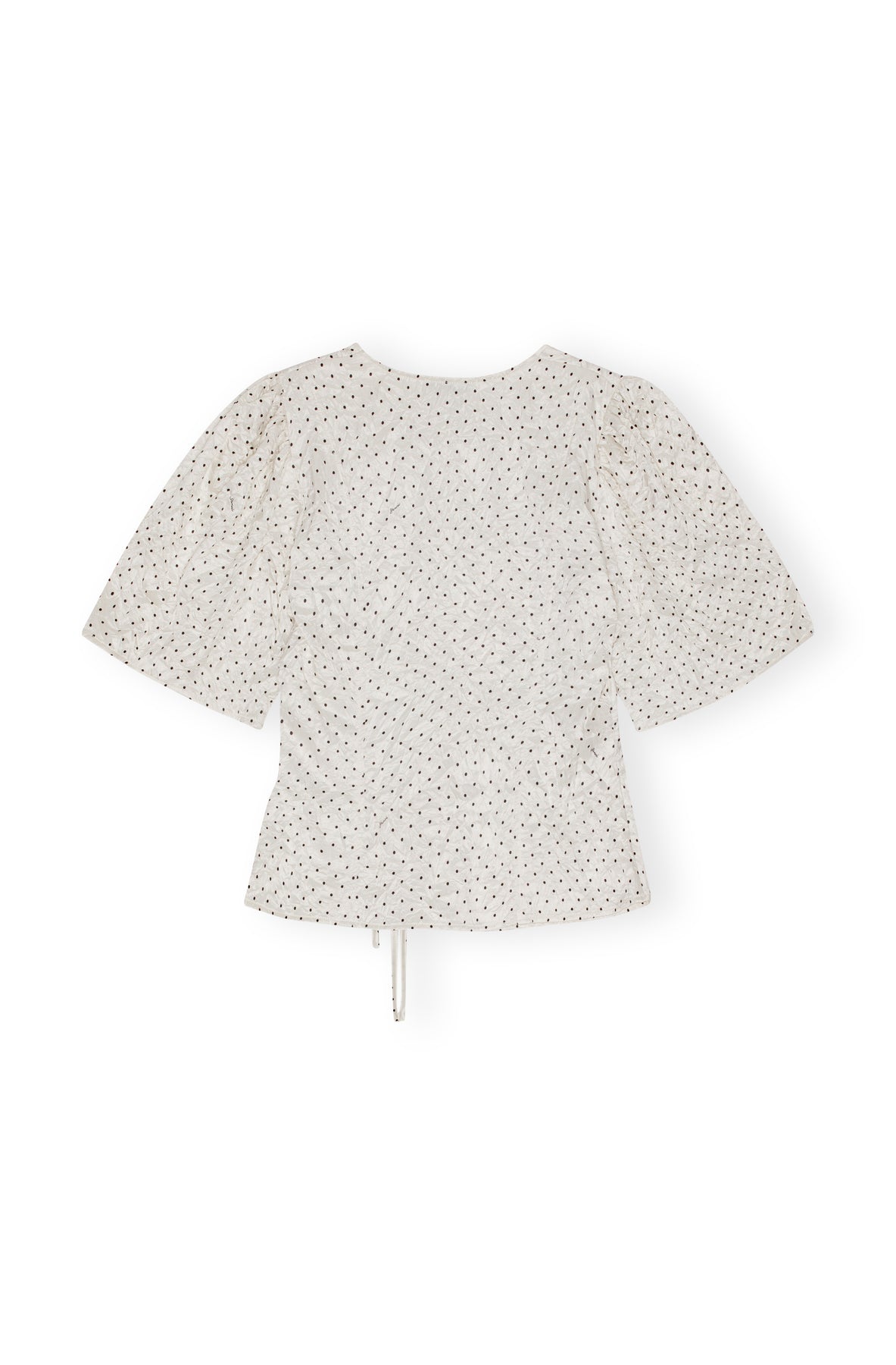 Crinkled Satin Wrap Blouse - Egret